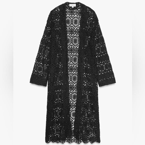 ZARA LONG CROCHET KIMONO - Picture 3 of 7
